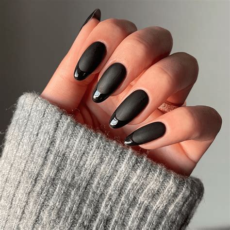 matte nails with shiny tips.